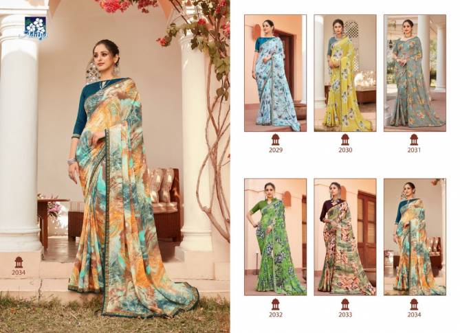 ADITYA UMANG Latest fancy Casual wear Foil Prints On Georgette With Lace Border Saree Collection